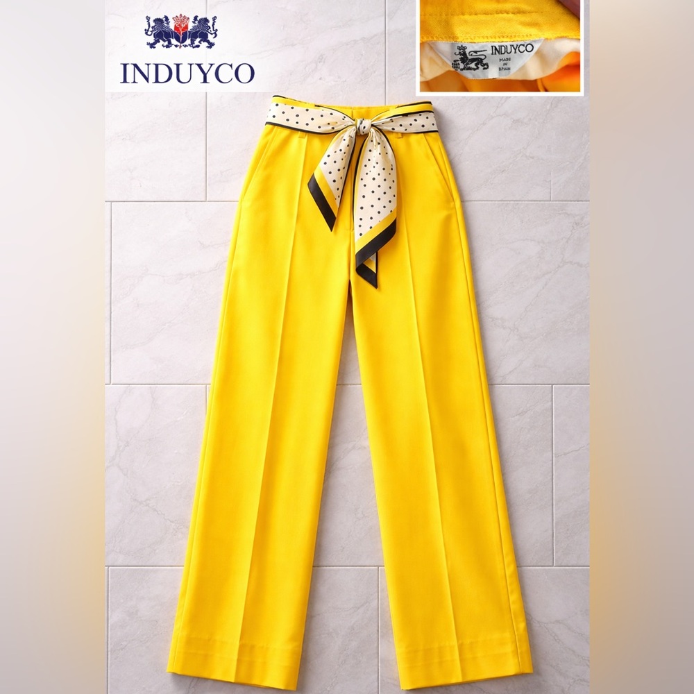 Vtg,NWT,INDUYCO Spain,Vibrant Pant,Sunshine Yellow,High-Waist,Long Lngth,Size 12 - Picture 2 of 11